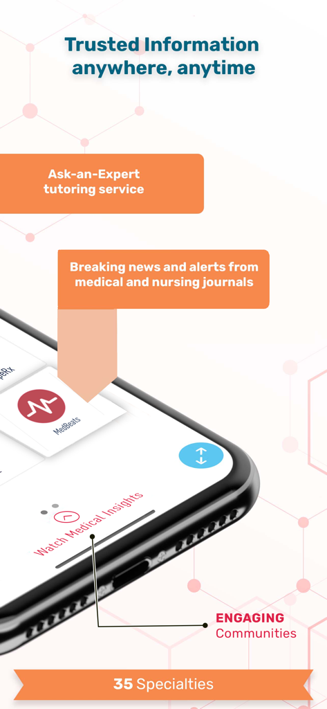 Skyscape Medical Library app screen highlighting medical news alerts and expert tutoring services