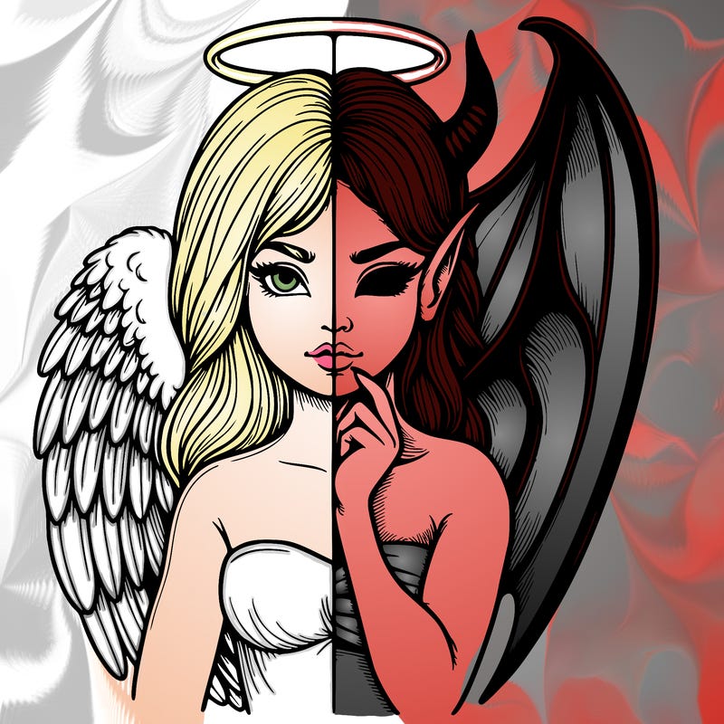 realistic angel half demon