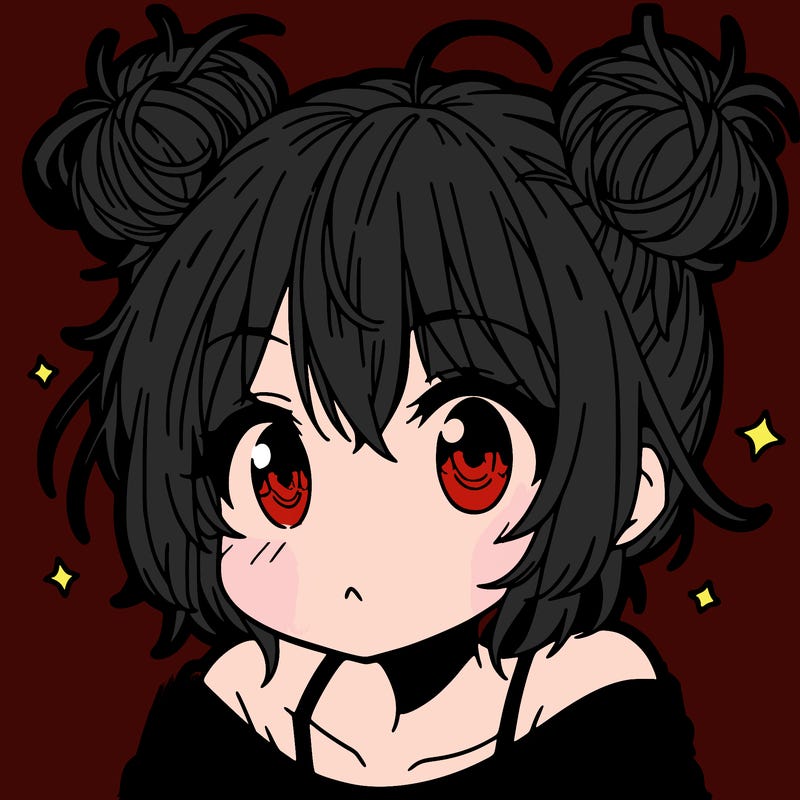 a manga girl with messy small buns