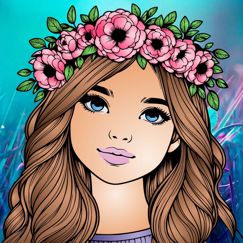 realistic girl with flower crown