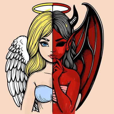 realistic angel half demon