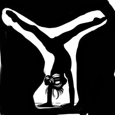 realistic gymnastic hand stand girl in four splits