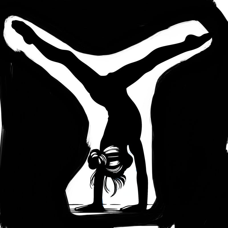 realistic gymnastic hand stand girl in four splits