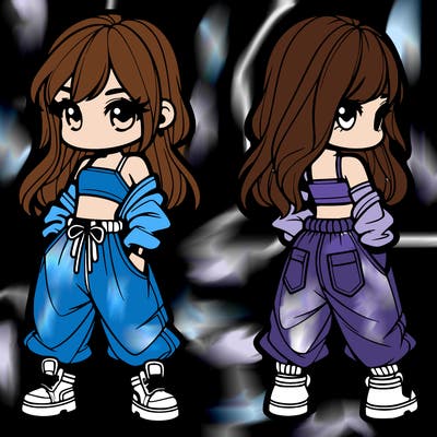 girl in crop top and baggy pants