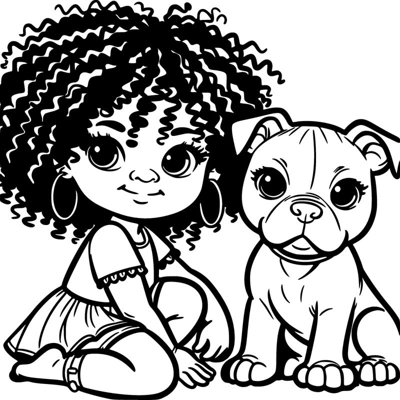 black american girl with pitbull