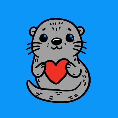 otter with a heart
