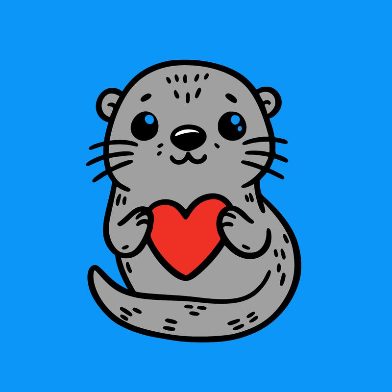 otter with a heart
