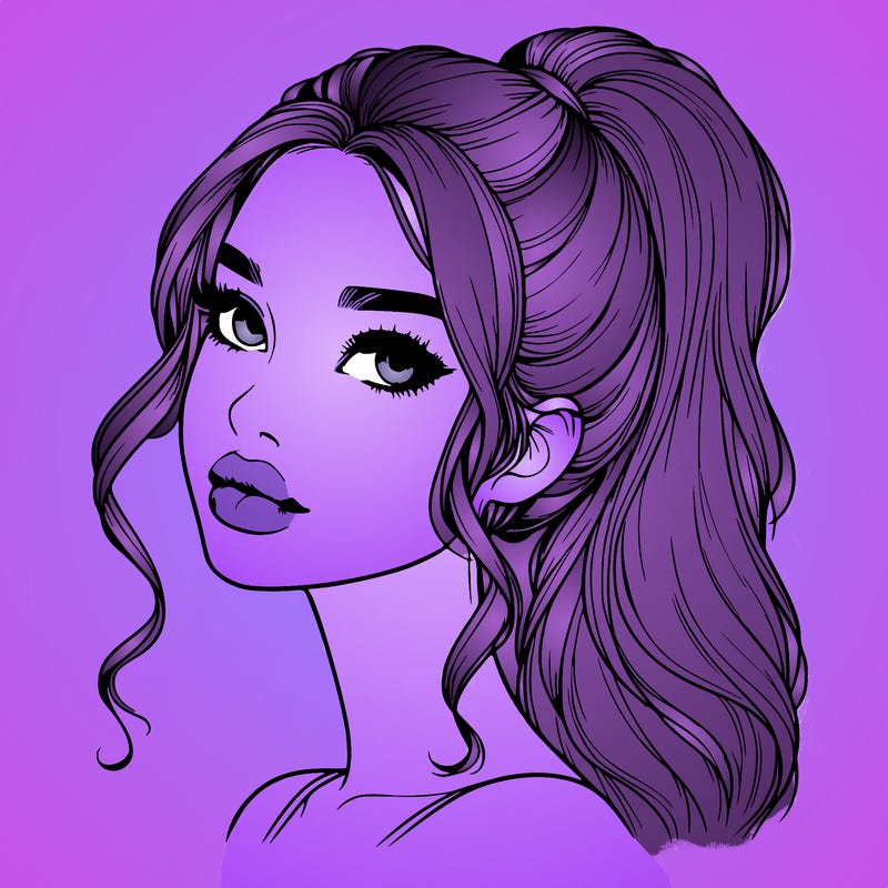 realistic girl with a ponytail on her hair and lips