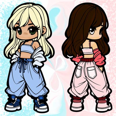 girl in crop top and baggy pants