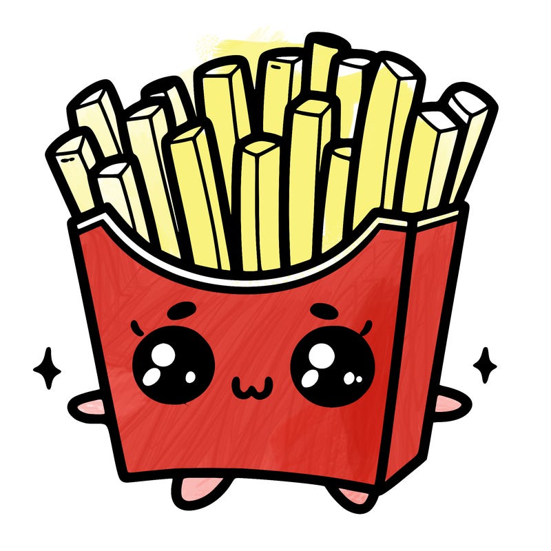 a cute. french fries