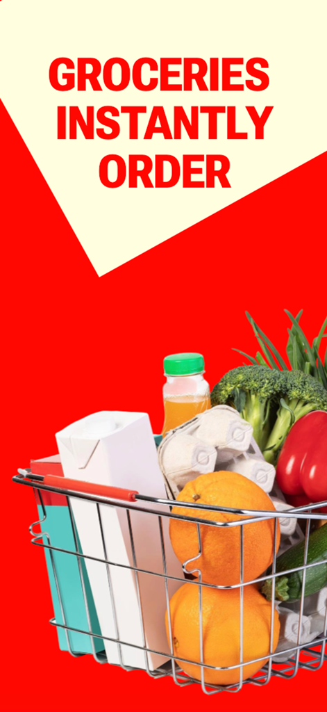 Fresh Mart - A metal shopping basket filled with fresh vegetables and fruits for instant grocery ordering