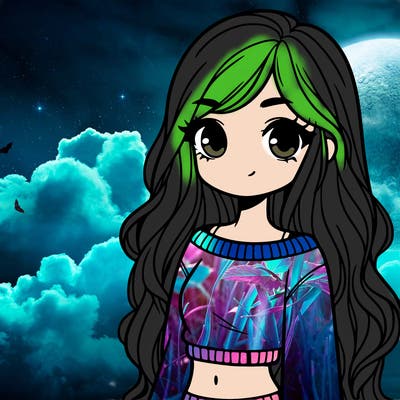 girl with long hair and a crop top with a sweater