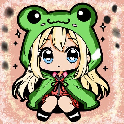 chibi girl with frog hoodie