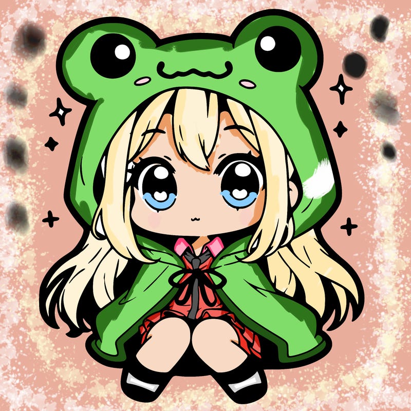 chibi girl with frog hoodie