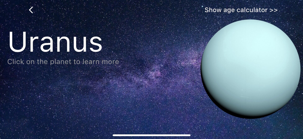 AR-Telescope-B - A digital view of the planet Uranus against a starry background in the AR-Telescope-B app.