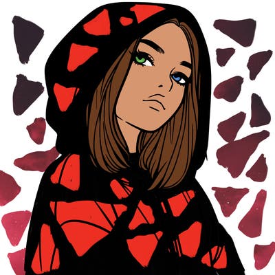 a realistic girl in a hoodie