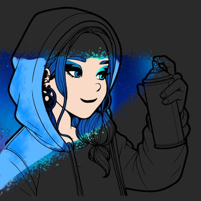 a realistic girl, spray painting