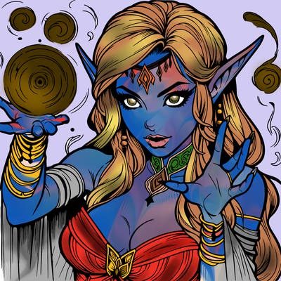 realistic scary beautiful elf sorceress casting spell