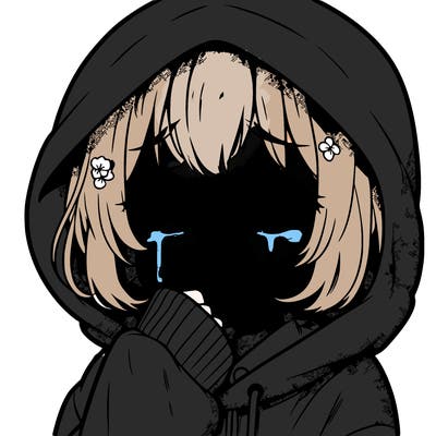 anime girl crying in a hoodie