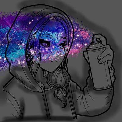 a realistic girl, spray painting