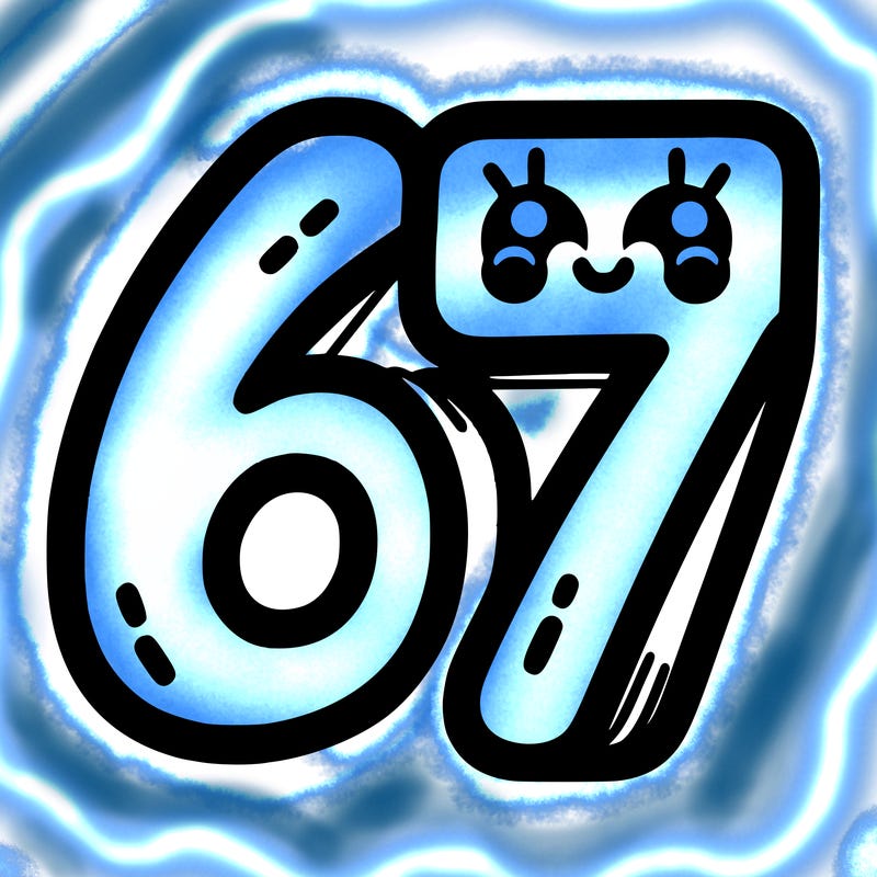 the numbers 67
