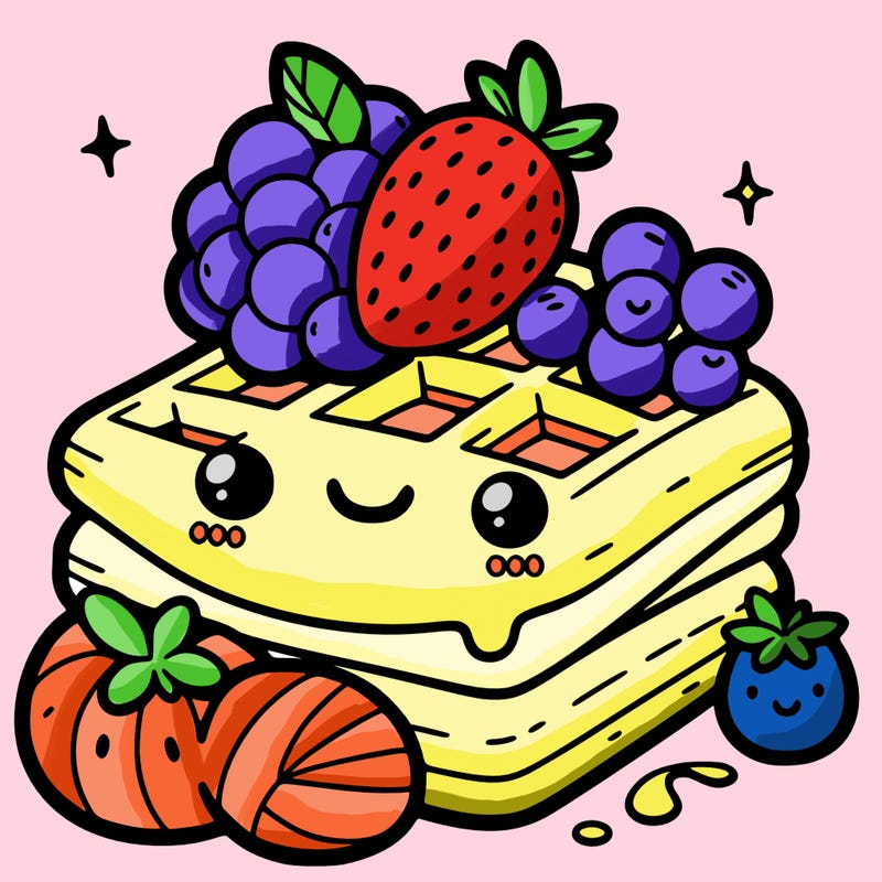 simple waffle with fruit