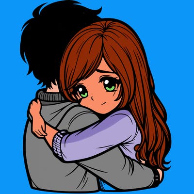 girl hugging her boyfriend tight