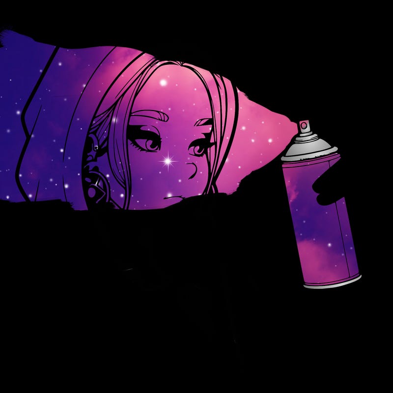 a realistic girl, spray painting