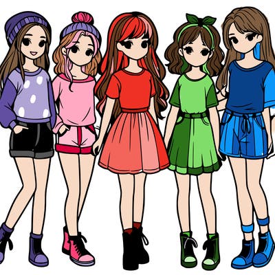 a group of five girls