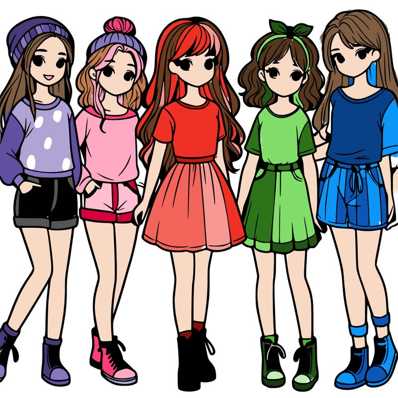 a group of five girls