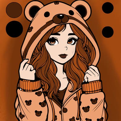 realistic girl in a animal pjs hoodie