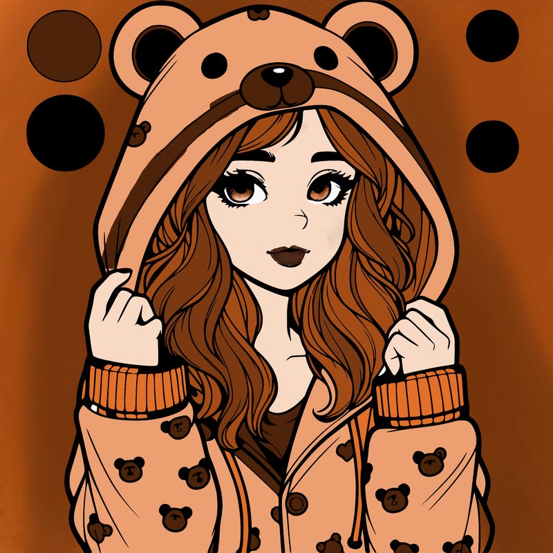 realistic girl in a animal pjs hoodie