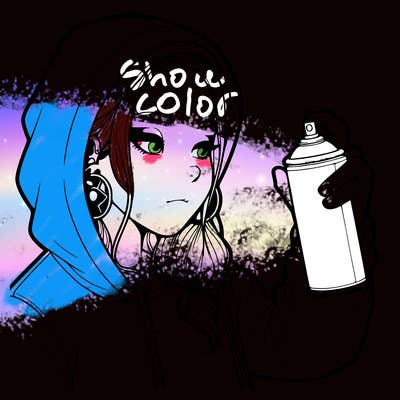 a realistic girl, spray painting