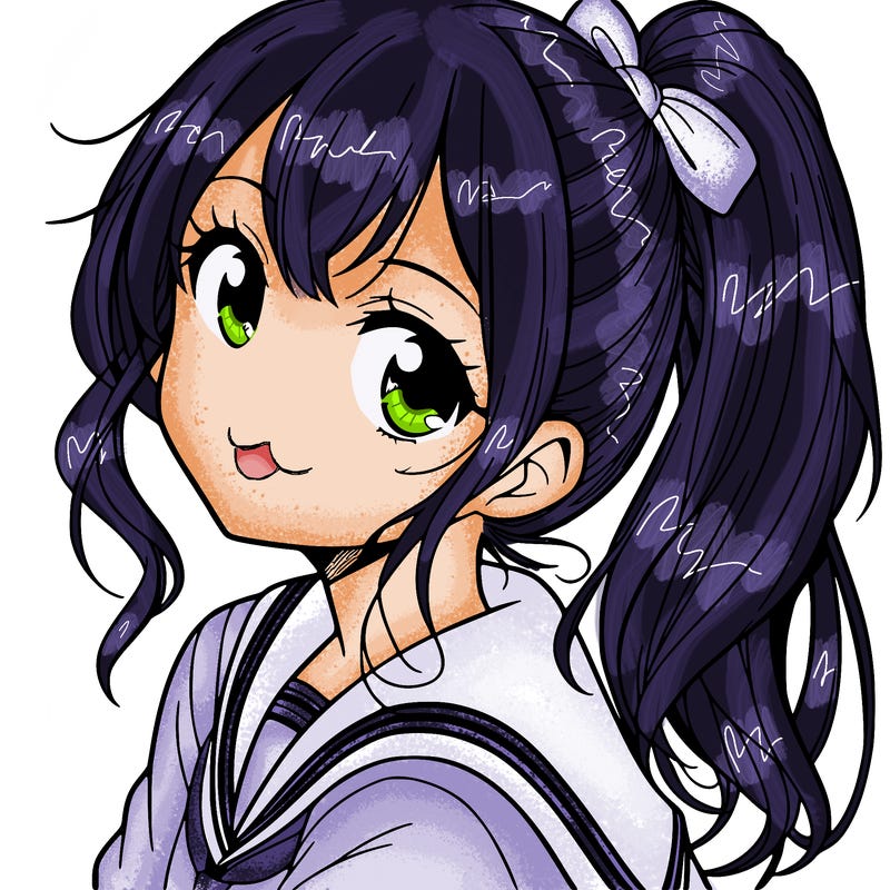 manga girl with ponytail