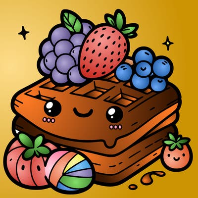 simple waffle with fruit