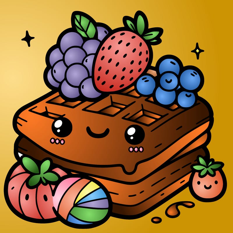 simple waffle with fruit