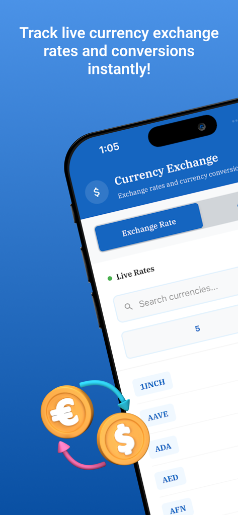 ForexCalculator app interface showing live currency exchange rates and conversion options on an iPhone