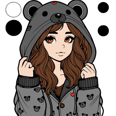 realistic girl in a animal pjs hoodie