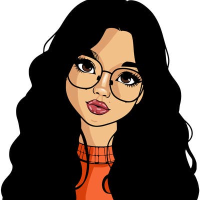 girl with long hair and freckles and glasses realistic