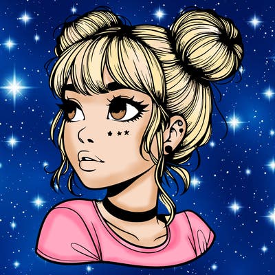 realistic girl with spacebuns