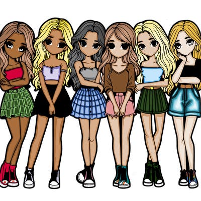 a group of girls realistic