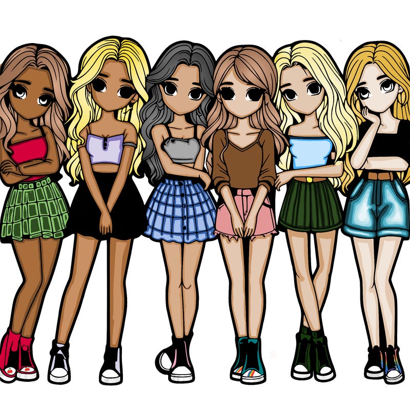 a group of girls realistic