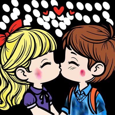 boy and girl kissing