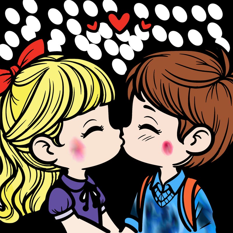 boy and girl kissing