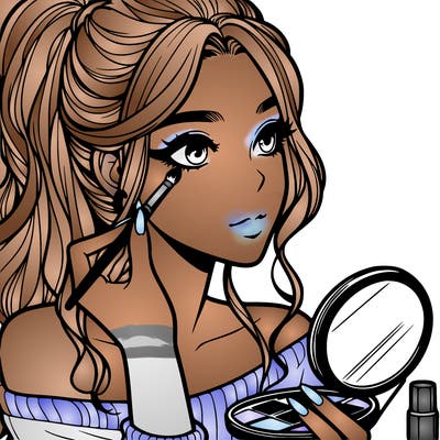 a realistic girl doing her makeup