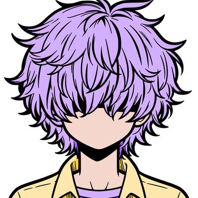 manga boy fluffy hair covering his eyes