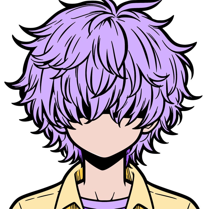 manga boy fluffy hair covering his eyes