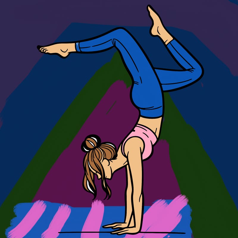 a woman doing a handstand