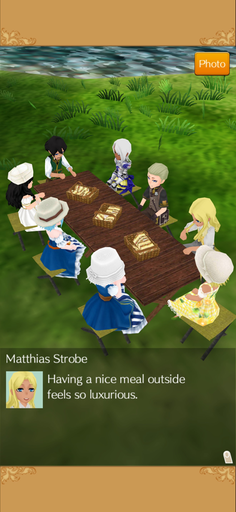 WorldNeverland - Elnea Kingdom - Charaktere bei einem Picknick an einem Tisch im Freien in WorldNeverland Elnea Kingdom