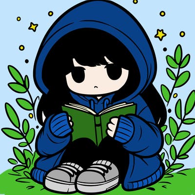 girl in oversized hoodie reading a book